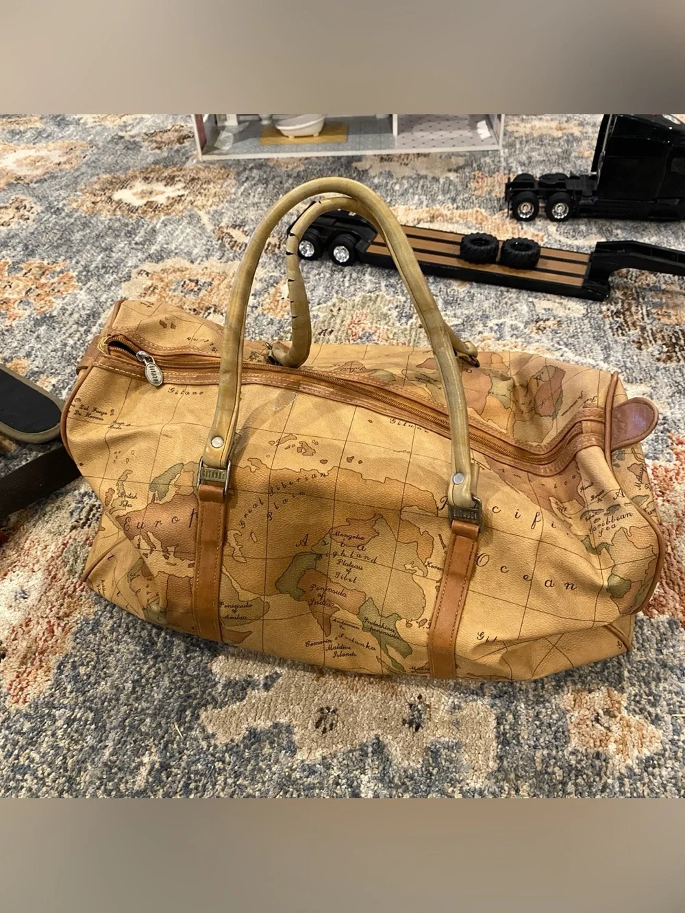 Bag, Vintage Map-Print Travel Duffle
